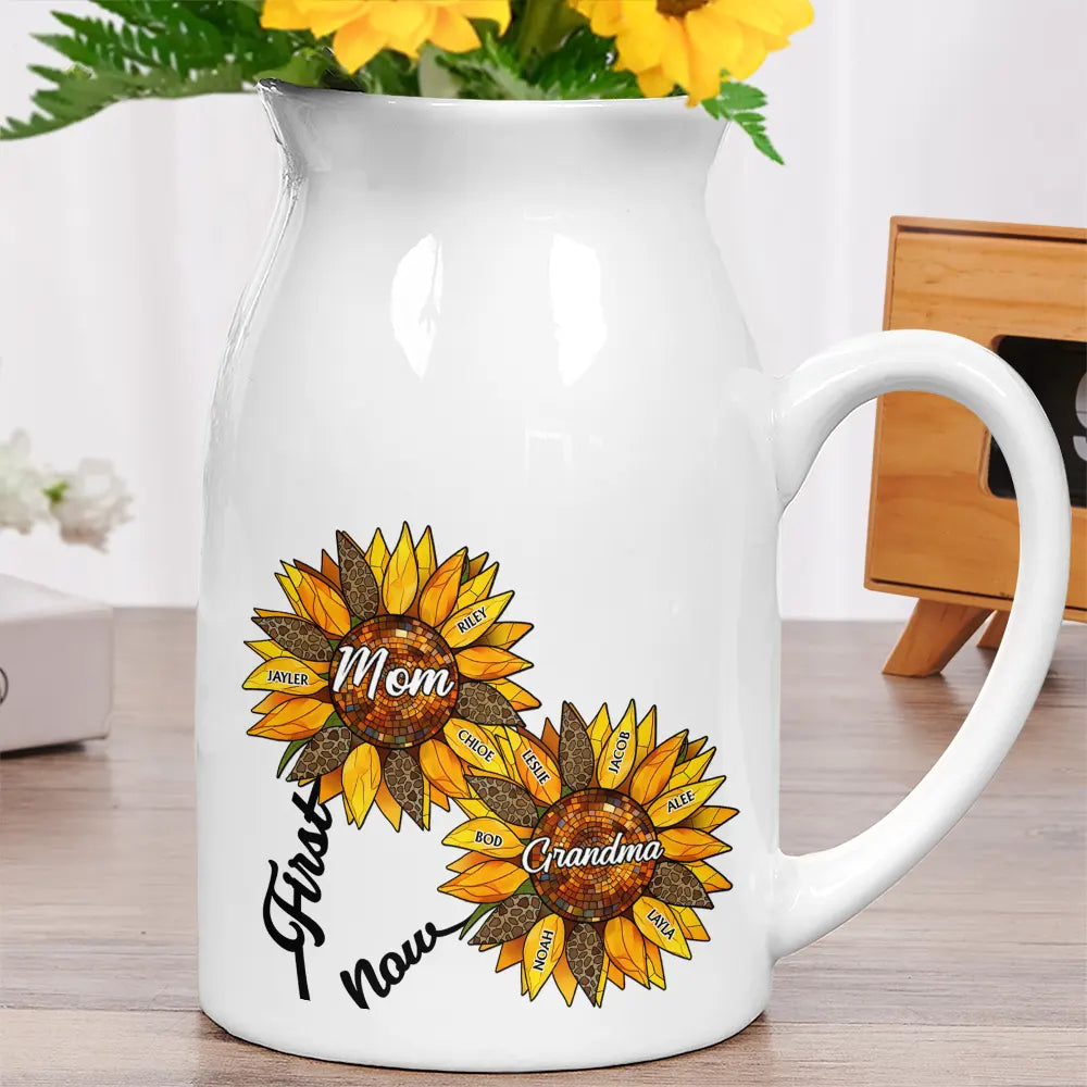 "Celebrate Love with Sunflowers" - Personalized Ceramic Flower Vase - Perfect Gift for Mom, Grandma, and Aunties Flower Vase PopCulturePrints