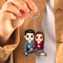 Load image into Gallery viewer, Personalized Couple Keychain - Unique Valentine&#39;s Day Gifts for Him &amp; Her Keychains PopCulturePrints
