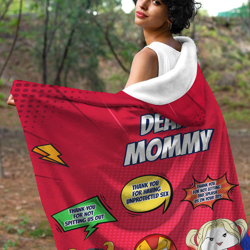 Custom Super Mom Blanket Hoodie - Perfect for Mother's Day Blanket PopCulturePrints