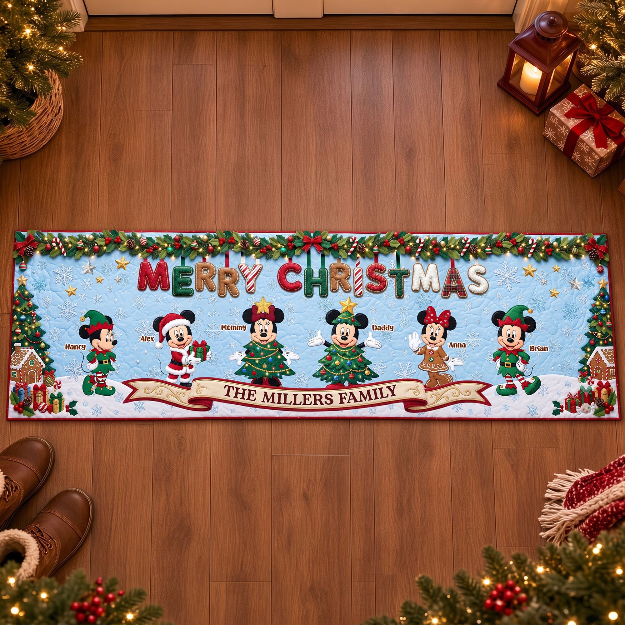 “Merry Christmas from The Millers Family!” – Personalized Christmas Runner Rug – Perfect Gift for Family & Friends