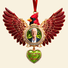 Load image into Gallery viewer, You&#39;re Always in Our Hearts – Cardinal Memorial Christmas Ornament - Custom Photo Gift for Loved Ones In Heaven Ornament PopCulturePrints
