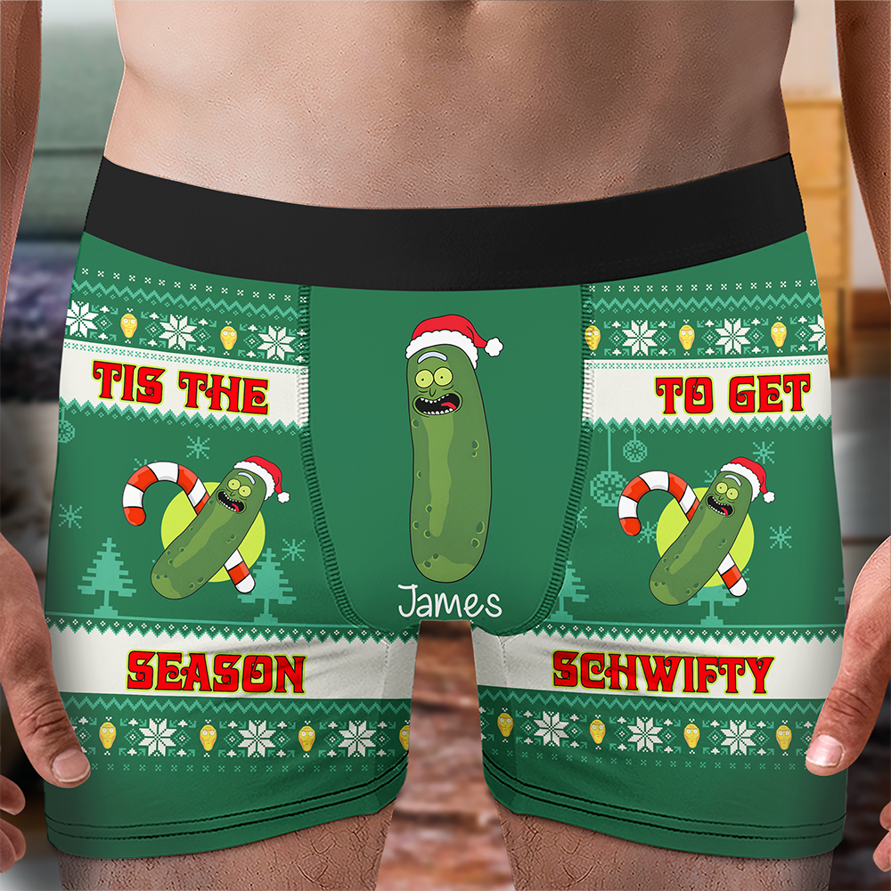 Personalized Naughty Christmas Men's Boxers | Funny Pickle Theme | Valentine's Day Gifts Boxer Briefs PopCulturePrints