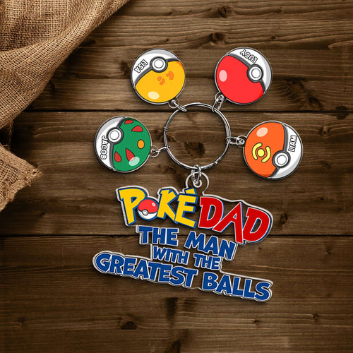 PokeDad Personalized Keychain - The Greatest Balls Gift for Father's Day Keychains PopCulturePrints