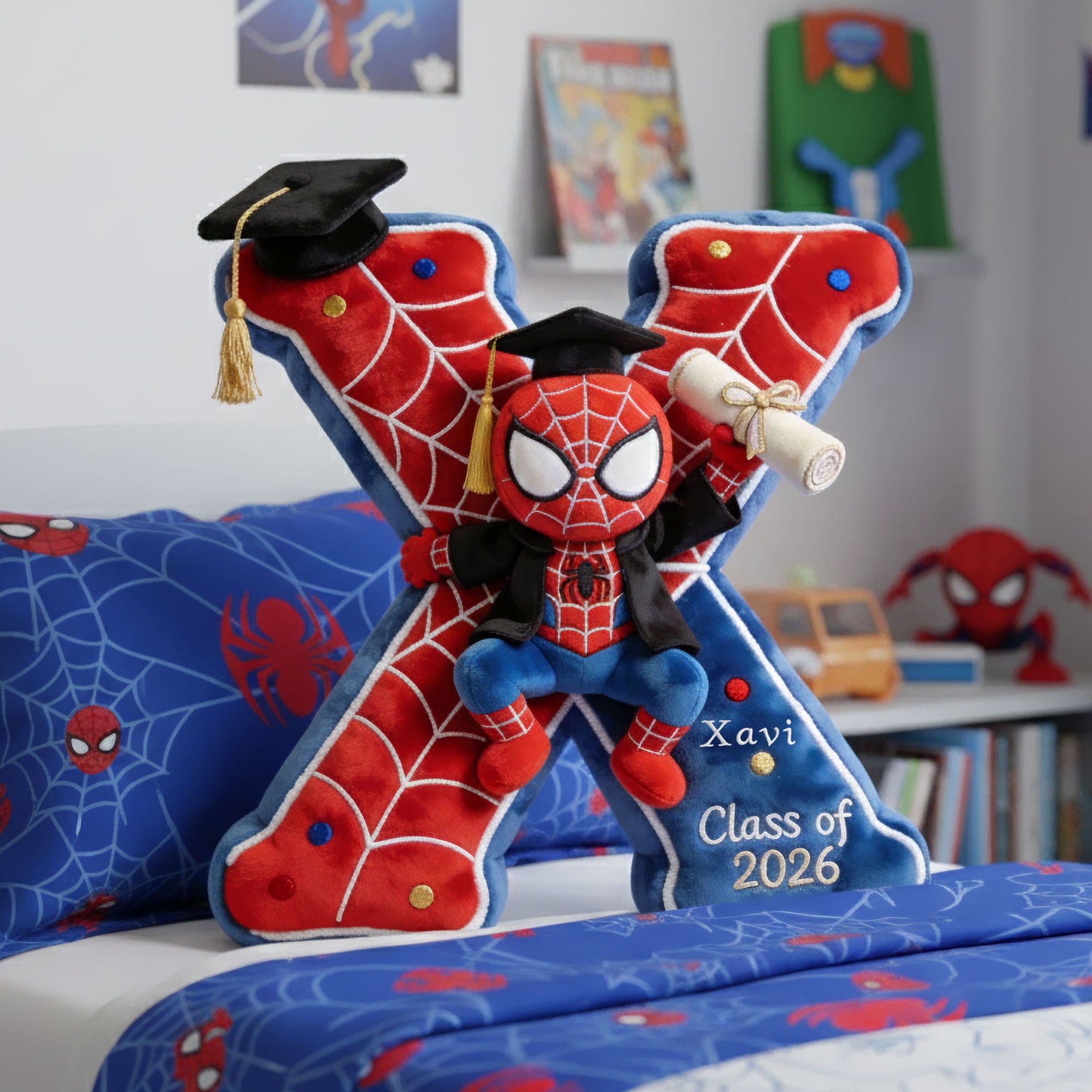 Celebrate Graduation with a Personal Touch - Spiderman Graduation Kid Pillow Pillow PopCulturePrints