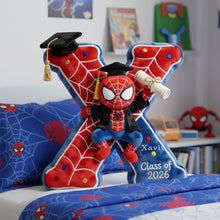 Load image into Gallery viewer, Celebrate Graduation with a Personal Touch - Spiderman Graduation Kid Pillow Pillow PopCulturePrints
