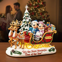 Load image into Gallery viewer, “It’s the Most Wonderful Time of the Year” - Personalized Couple Reindeer Sleigh Acrylic Plaque - Perfect Gift for Couples, Friends, and Family this Christmas Shaped Plaques PopCulturePrints
