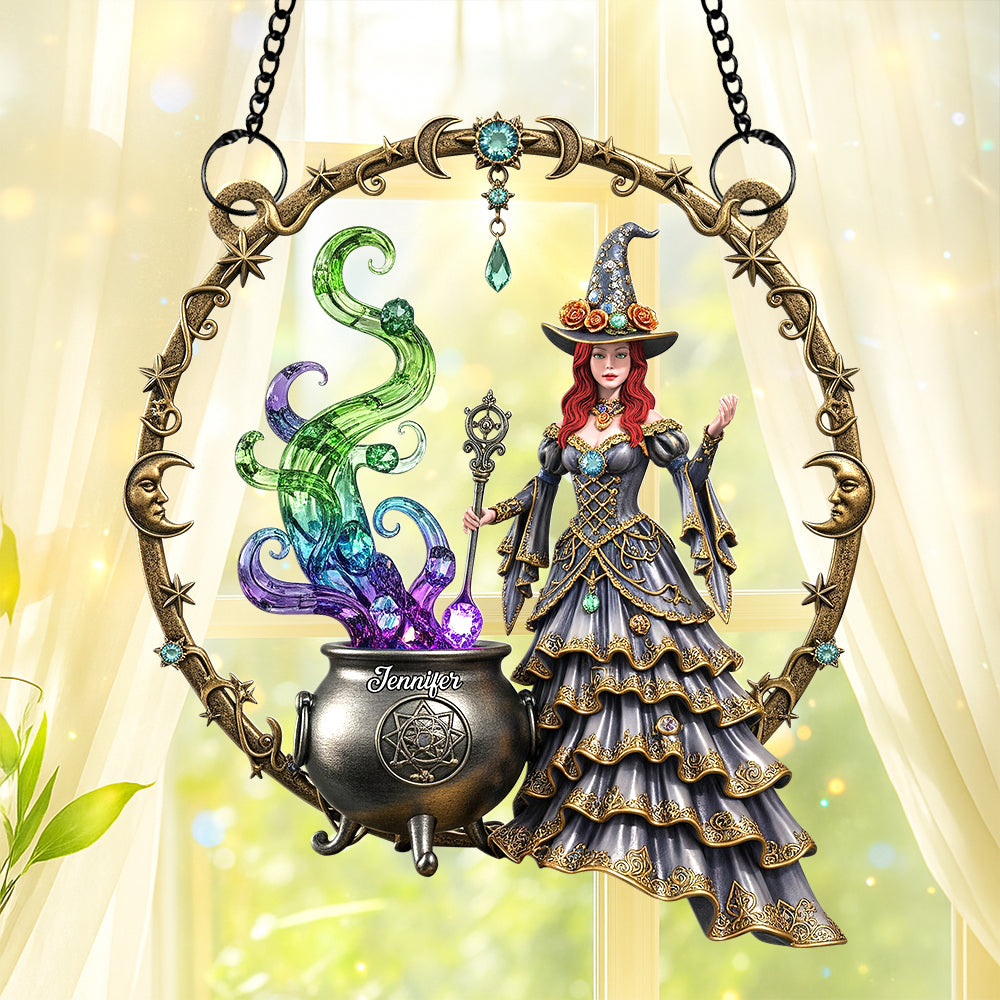 "The Magic Awaits: Enchanting Mystic Witch Suncatcher Ornament" - Personalized Gift for Witch Lovers Ornament PopCulturePrints