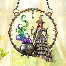 Load image into Gallery viewer, &quot;The Magic Awaits: Enchanting Mystic Witch Suncatcher Ornament&quot; - Personalized Gift for Witch Lovers Ornament PopCulturePrints
