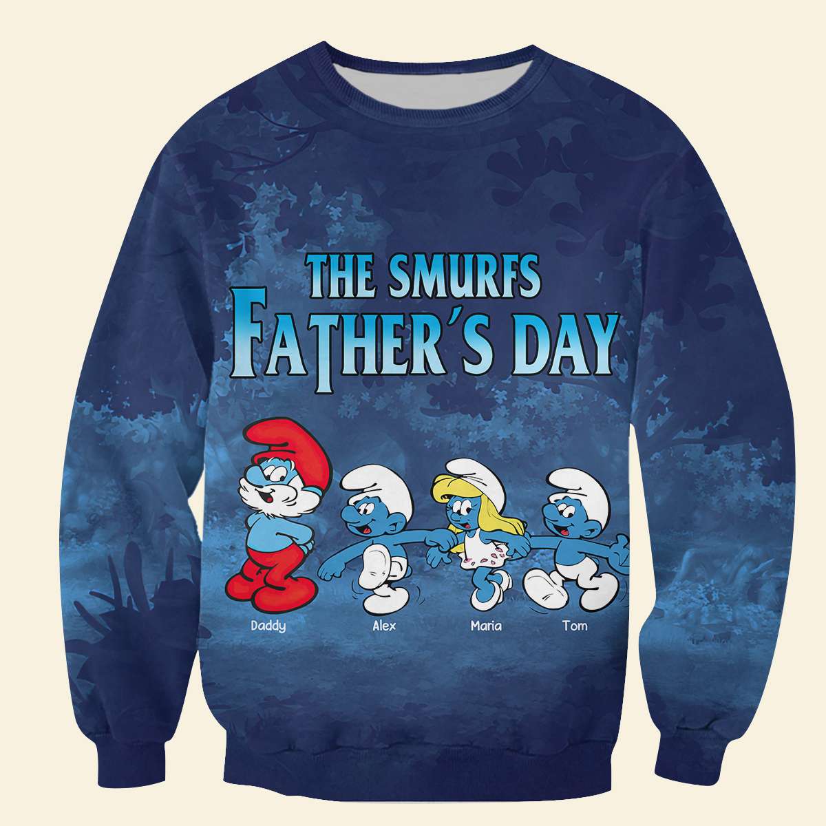 Personalized Smurfs Father's Day Shirt - Customizable Names