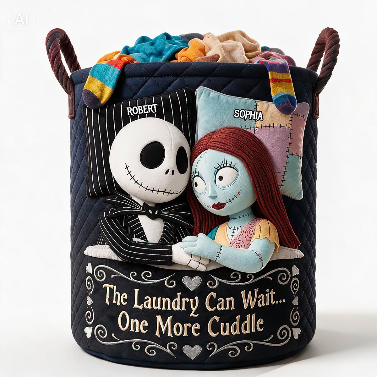 One More Cuddle Quilted Laundry Basket - Personalized Gifts For Couple 01OHDT130726 Laundry Basket PopCulturePrints