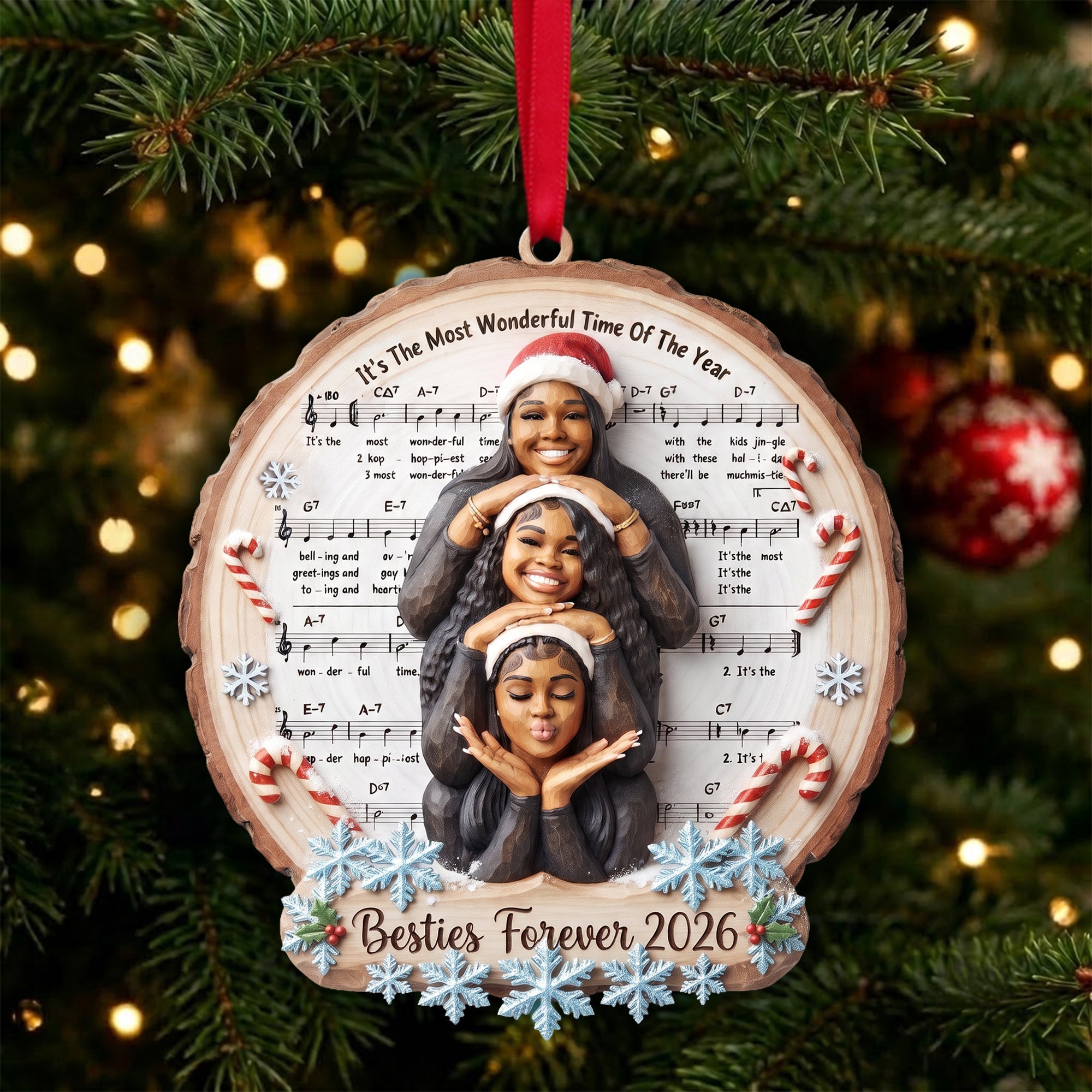 "It's The Most Wonderful Time Of The Year" - Custom Photo Ornament for Friends - Personalized Gift for Besties