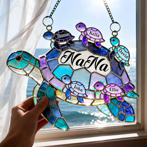 “Brighten Grandma’s Day with Personalized Love” - Grandma Turtle Suncatcher Ornament, Custom Gift for Grandma, Family, and Special Occasions Ornament PopCulturePrints
