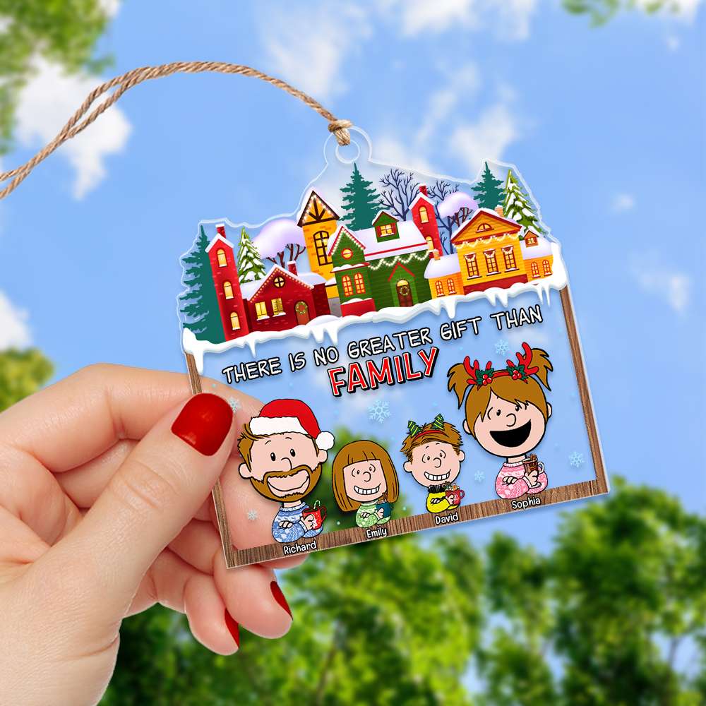 Personalized Family Christmas Ornament - Cartoon Design