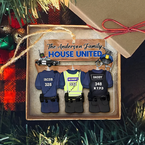 Custom Police Family Christmas Ornament - Personalized Gift Ornament PopCulturePrints