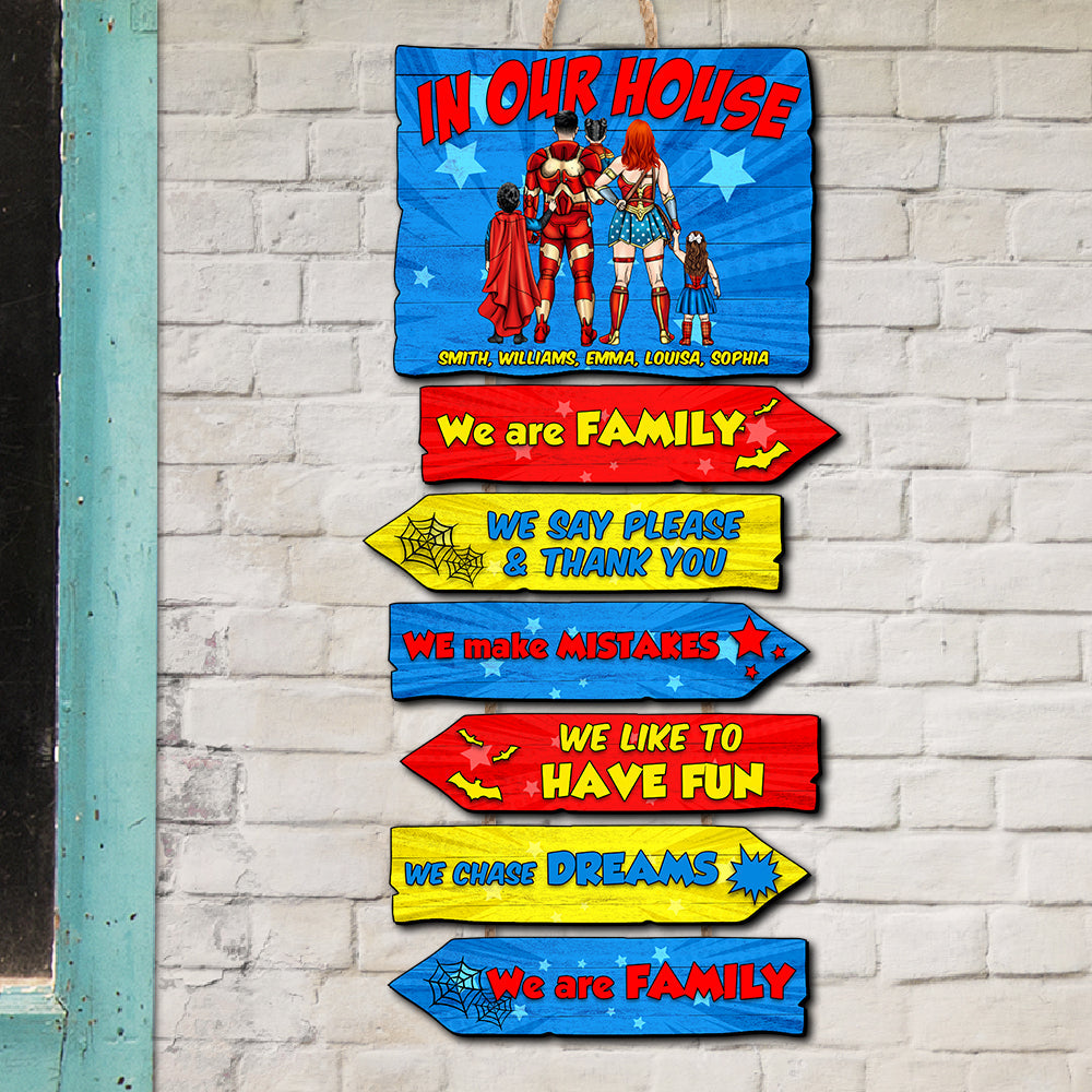 Personalized Superhero Family Wooden Signs - Custom Wall Decor Wood Sign PopCulturePrints