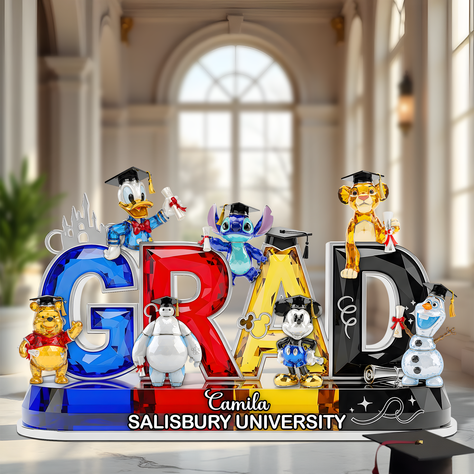 Celebrate Your Achievements with Our Cartoon Graduation Plaque - Personalized Gifts for Graduates Shaped Plaques PopCulturePrints