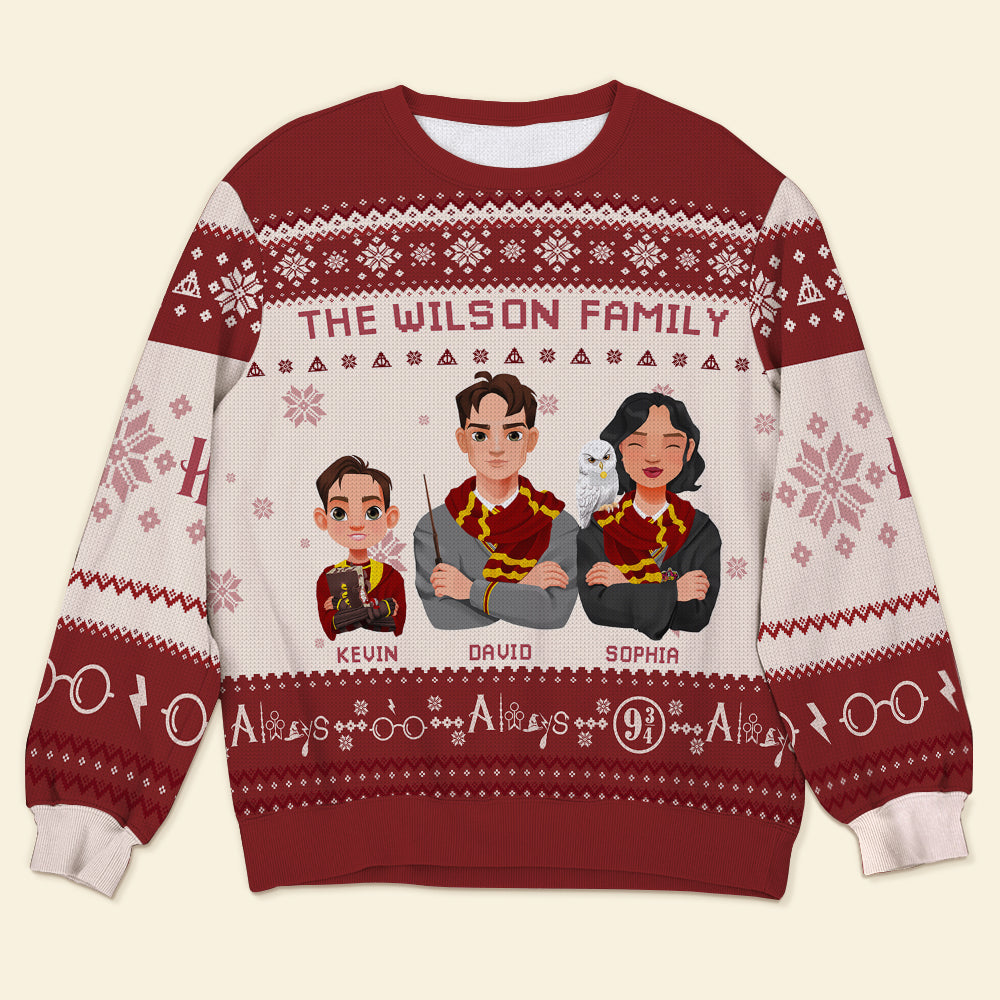 Personalized Harry Potter Family Sweater - Custom Cartoon Portraits