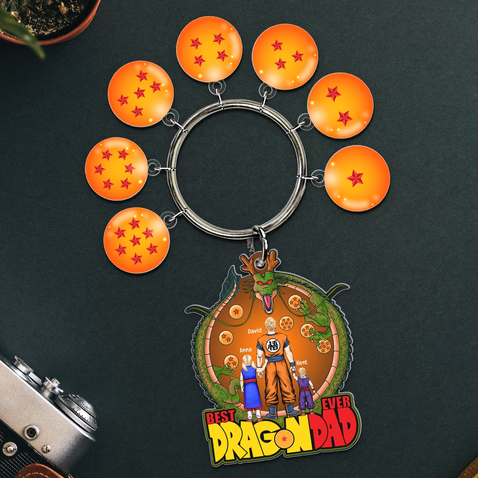 Custom Dragon Dad Keychain for Father's Day Keychains PopCulturePrints
