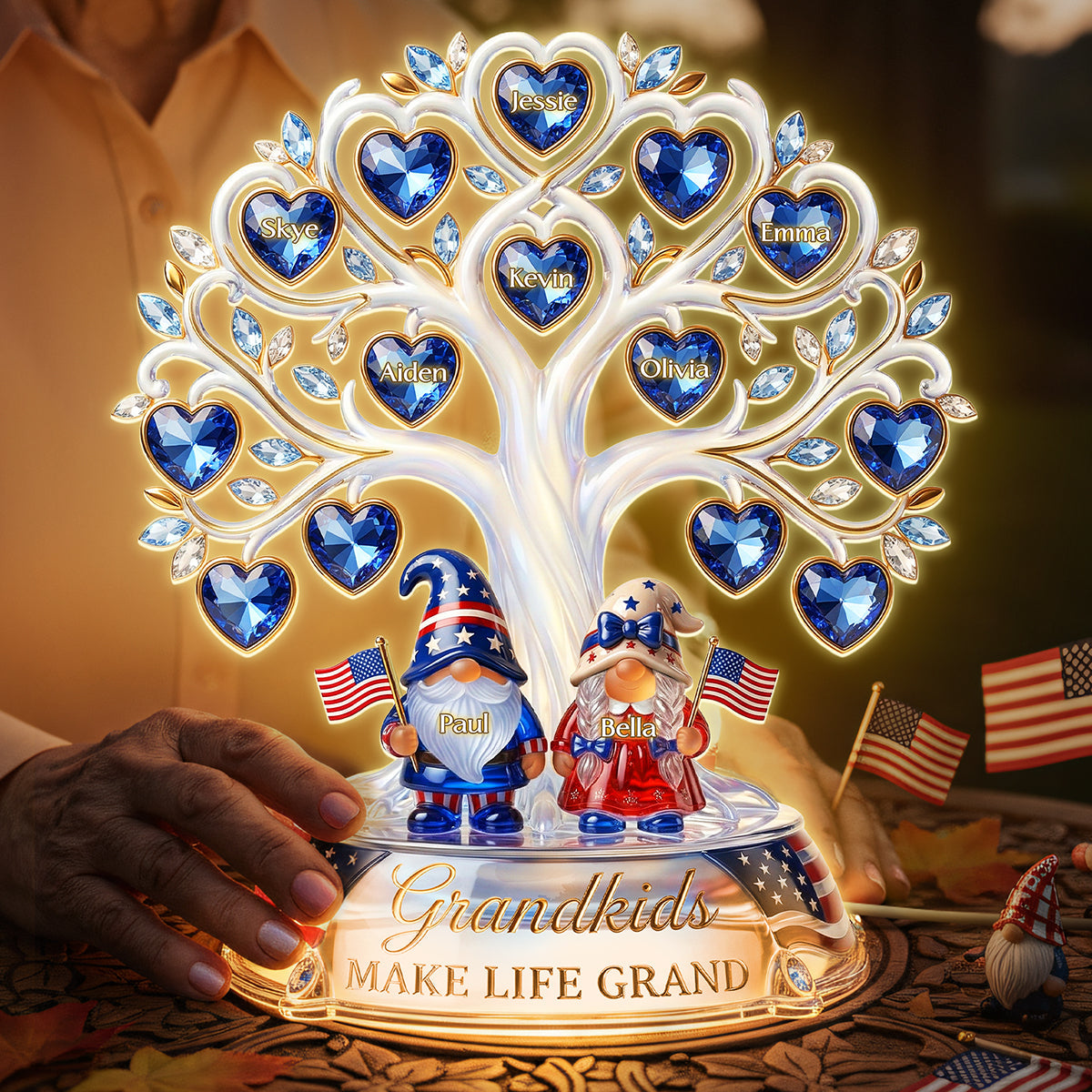 Make Life Grand with Our American Gnome Grandparent Light Box - Personalized Gifts for Grandparents Light Box PopCulturePrints