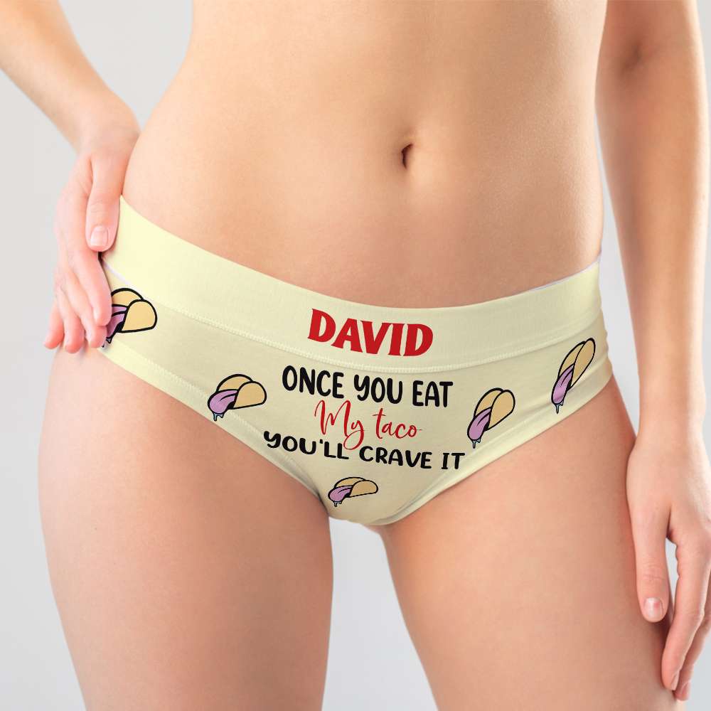 Personalized Funny Women's Briefs - Tongue Taco Boxer Briefs PopCulturePrints