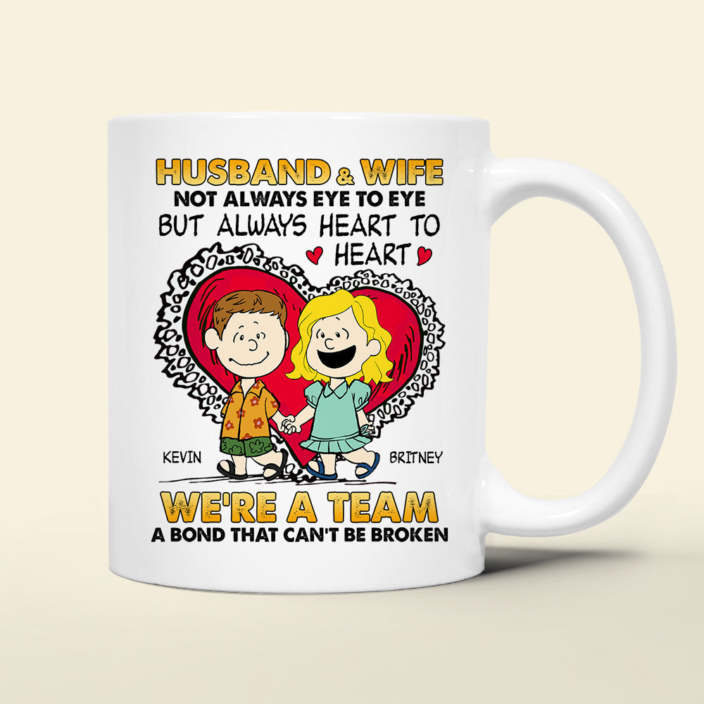 Personalized Cartoon Couple Coffee Mug - Heart to Heart Design