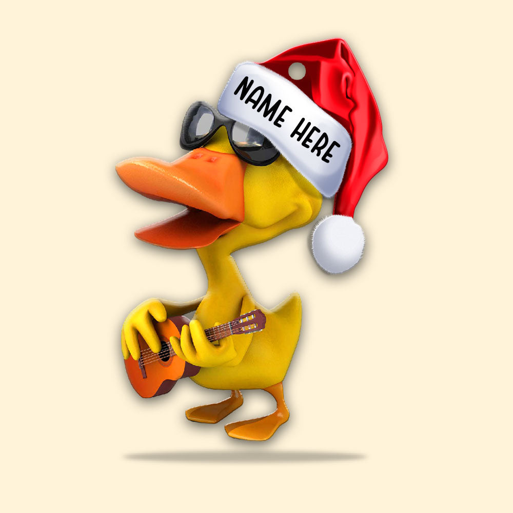 Personalized Duck Playing Guitar Christmas Ornament - Perfect Gift for Guitar Lovers