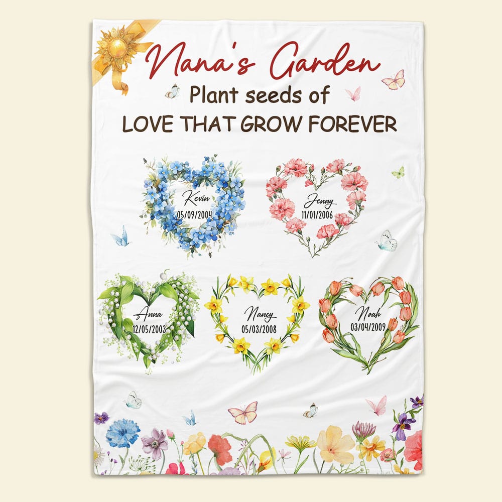 "Plant seeds of LOVE THAT GROW FOREVER" - Personalized Blanket for Mom & Grandma Blanket PopCulturePrints