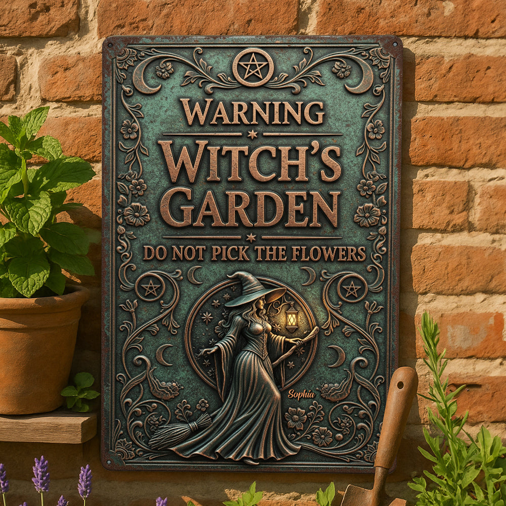 Witch's Garden Personalized Funny Metal Sign - A Unique Gift for Witch Lovers Metal Signs PopCulturePrints