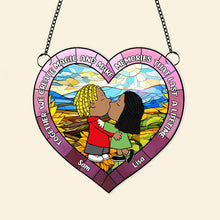 Load image into Gallery viewer, Personalized Kissing Couple Suncatcher Ornament - Unique Gift for Couples Suncatcher PopCulturePrints
