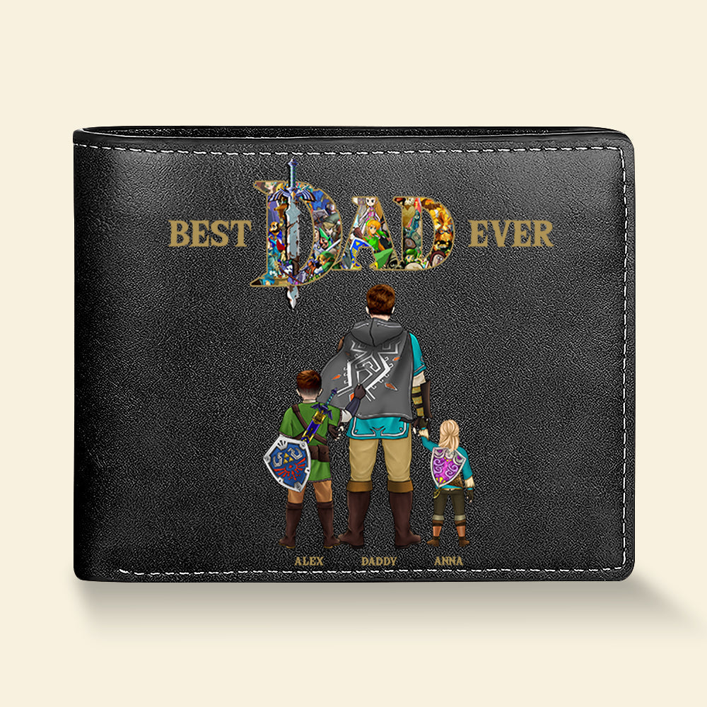 Personalized 'Best Dad Ever' PU Leather Wallet with Custom Family Design Leather Wallet PopCulturePrints