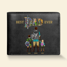 Load image into Gallery viewer, Personalized &#39;Best Dad Ever&#39; PU Leather Wallet with Custom Family Design Leather Wallet PopCulturePrints
