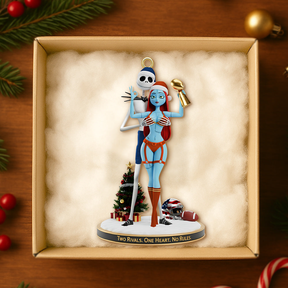 "Two Rivals. One Heart. No Rules." – Personalized Christmas Ornament for Sports Couples Ornament PopCulturePrints