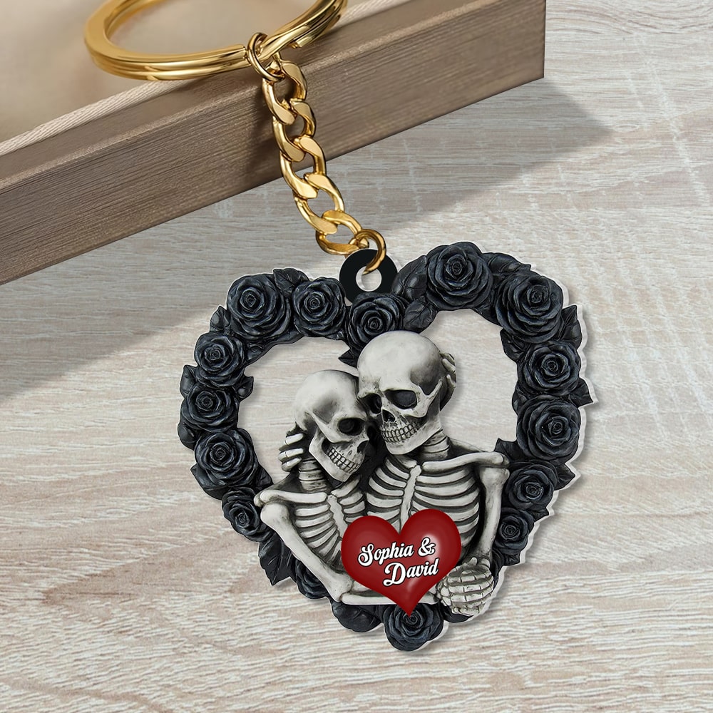 Personalized Skeleton Couple Keychain - Unique Love Gift Keychains PopCulturePrints