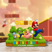 Load image into Gallery viewer, “Super Daddio: It&#39;s-a Me, Daddy!” - Personalized Acrylic Plaque Gift for Dad, Grandpa, and Daddy Shaped Plaques PopCulturePrints
