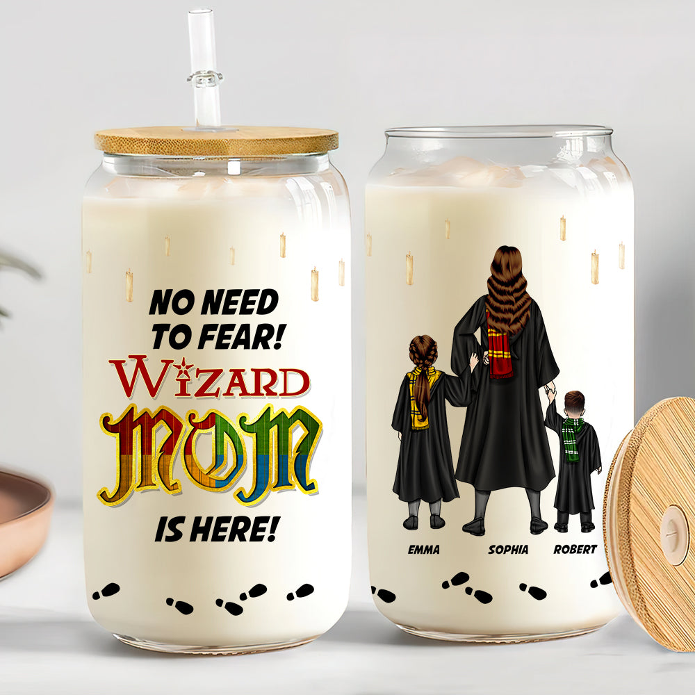 Personalized Wizard Dad Glass Can - Magic Family Gift