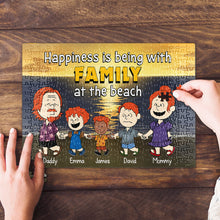 Load image into Gallery viewer, Personalized Family Beach Jigsaw Puzzle - Custom Names and Characters
