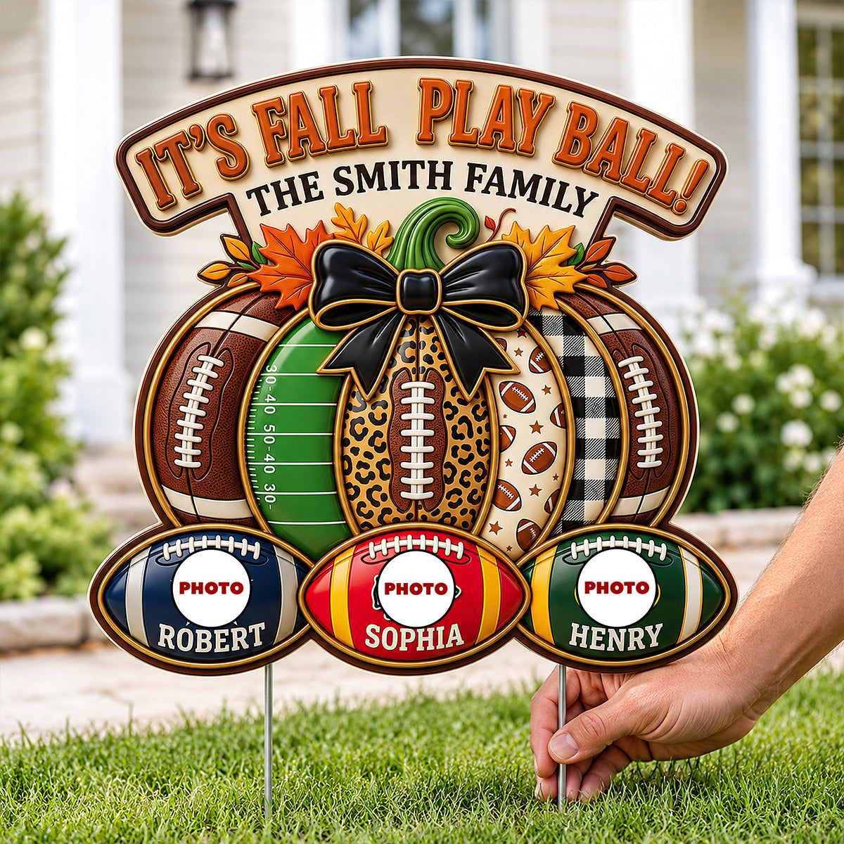 It's Fall Play Ball - Personalized Sport Lovers Yard Sign for Halloween