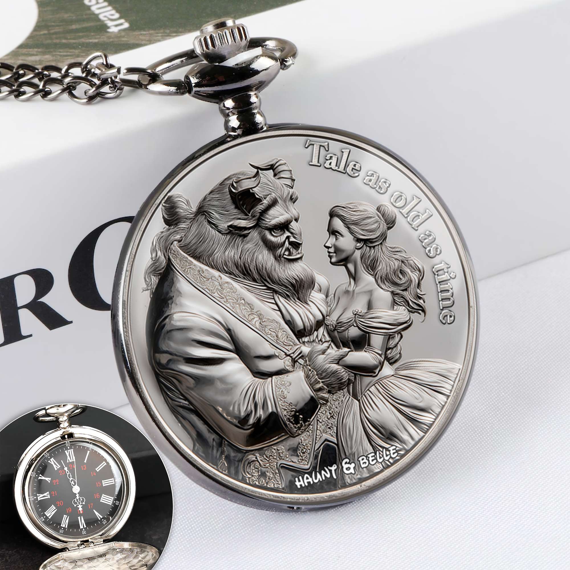 Tale As Old As Time Pocket Watch - Personalized Gift for Couples Pocket Watch PopCulturePrints