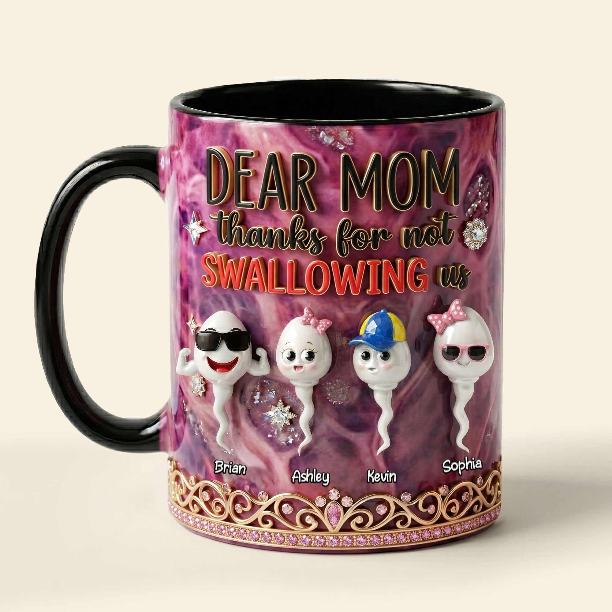 "Dear Mom, Thanks for Not Swallowing Us" - Funny Personalized Sperm Kids Magic Coffee Mug - Perfect Gift for Mom and Grandma Coffee Mug PopCulturePrints