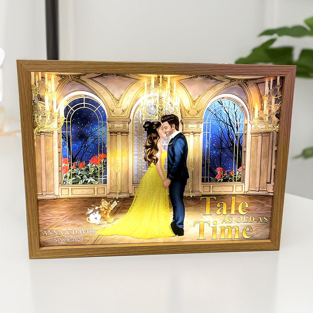 Personalized Wedding Anniversary Light Frame - Kissing Couple at the Palace Light Picture Frame PopCulturePrints
