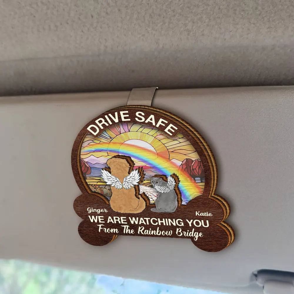 Drive Safe: We're Watching You - Personalized Custom Car Visor Clip for Pet Lovers Car Visor Clip PopCulturePrints