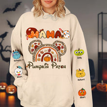 Load image into Gallery viewer, Personalized Mama&#39;s Halloween Pumpkin Patch Hoodie
