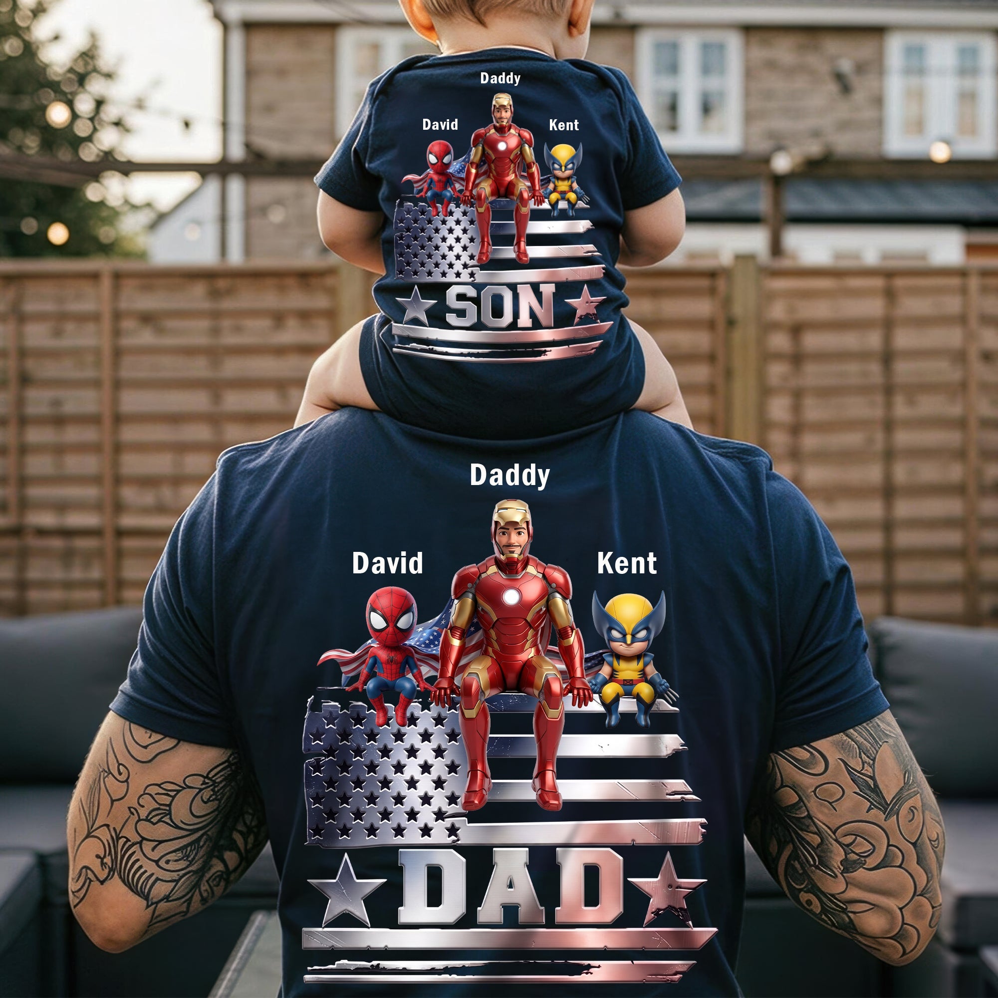 "Create Unforgettable Memories with Your Little Hero" - Proud Dad & Kid Shirt - Personalized Gifts for Dads Shirts PopCulturePrints