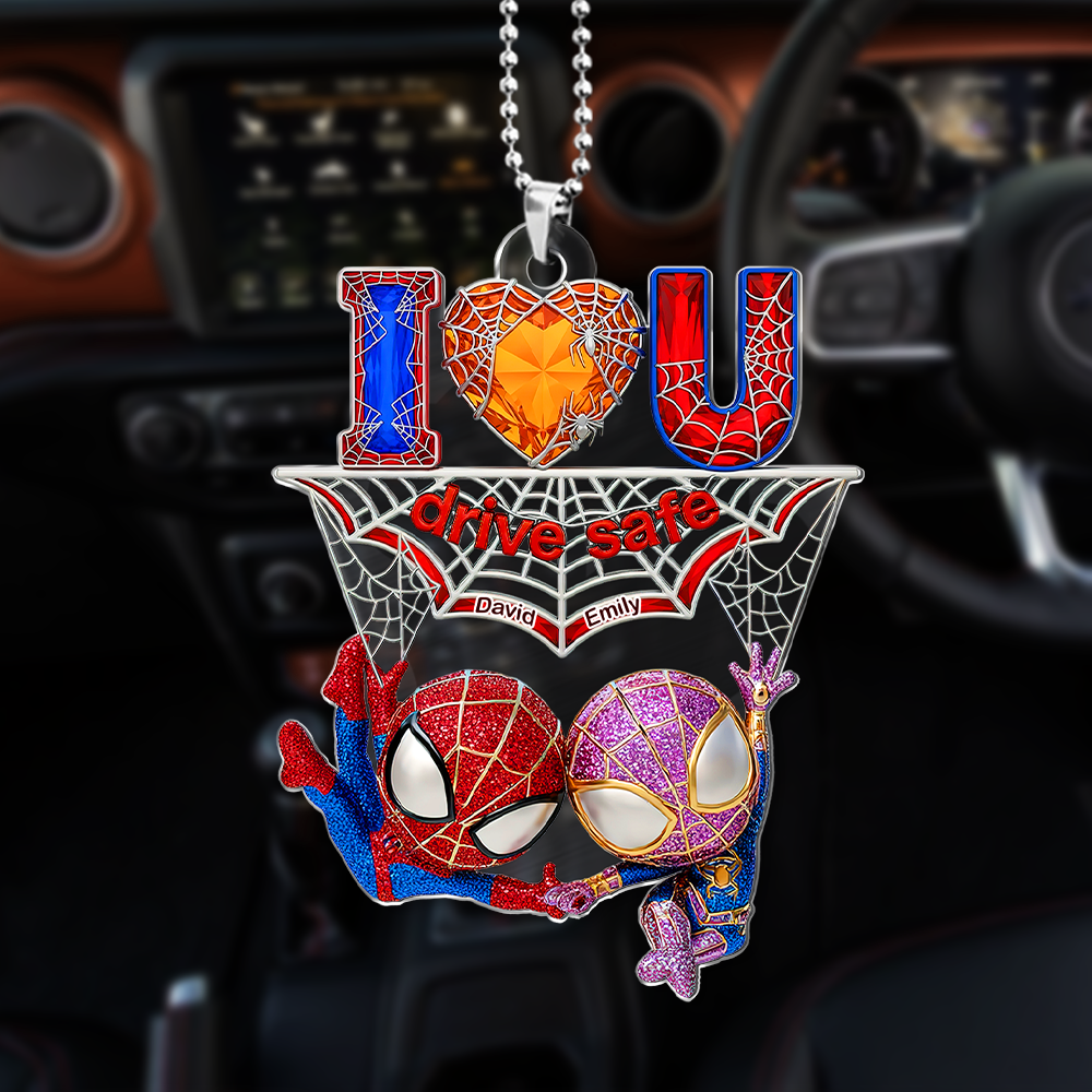 "Drive Safe, My Love!" - Personalized Wall-Crawler Couple Car Ornament for Couples Ornament PopCulturePrints