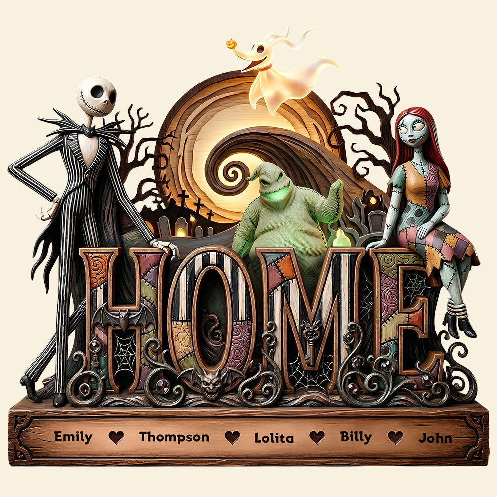 "Celebrate Family Bonds with a Spooky Twist" - Personalized Spooky Family Acrylic Plaque - Unique Gift for Halloween Lovers Shaped Plaques PopCulturePrints
