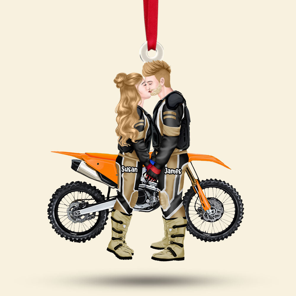 Personalized Motocross Couple Christmas Ornament