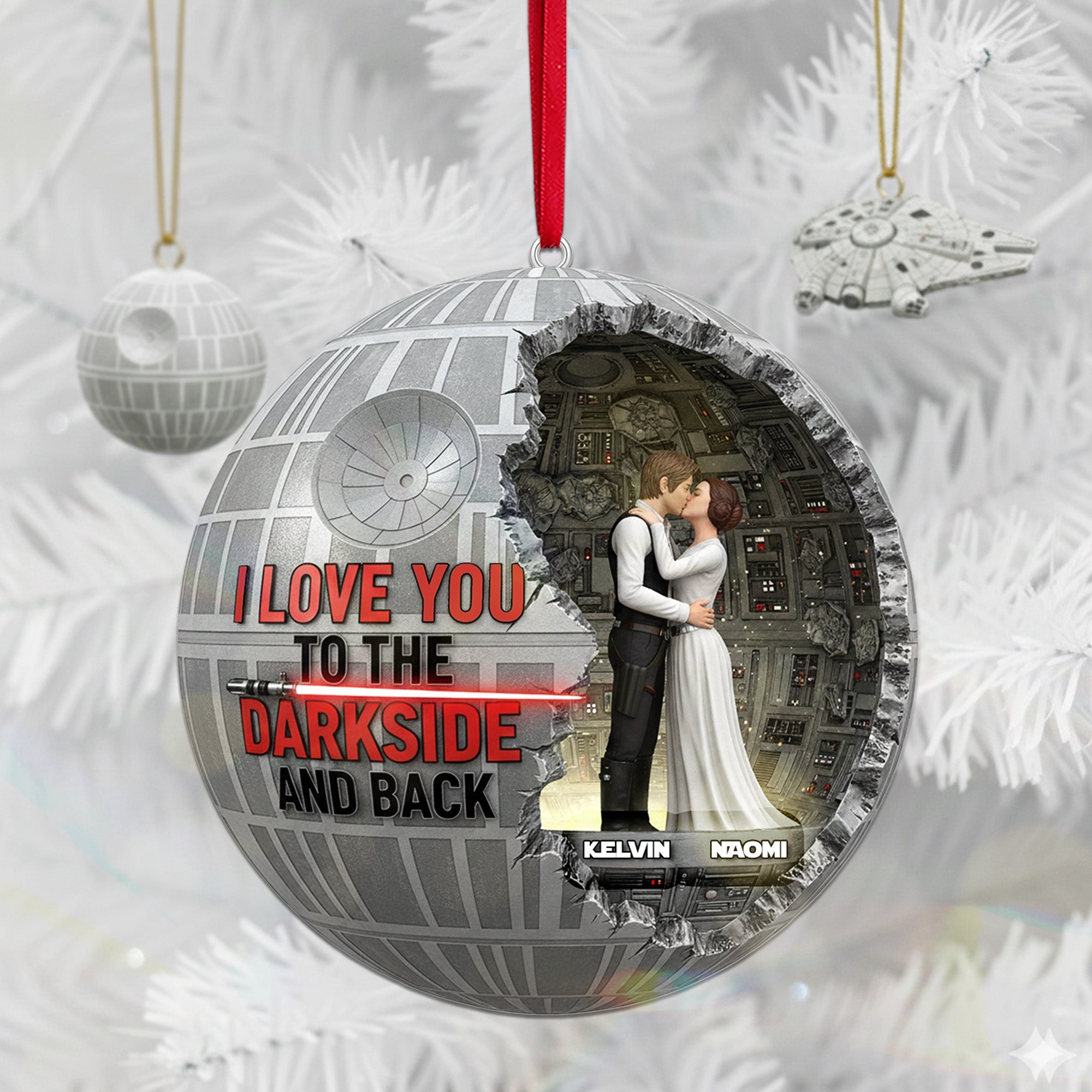 I Love You to the Darkside and Back - Personalized Christmas Acrylic Ornament for Couples Ornament PopCulturePrints