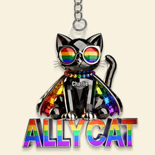 Load image into Gallery viewer, “Be Proud, Be You” - Ally Cat Keychain - Personalized Gifts for LGBT+ Pride Keychains PopCulturePrints

