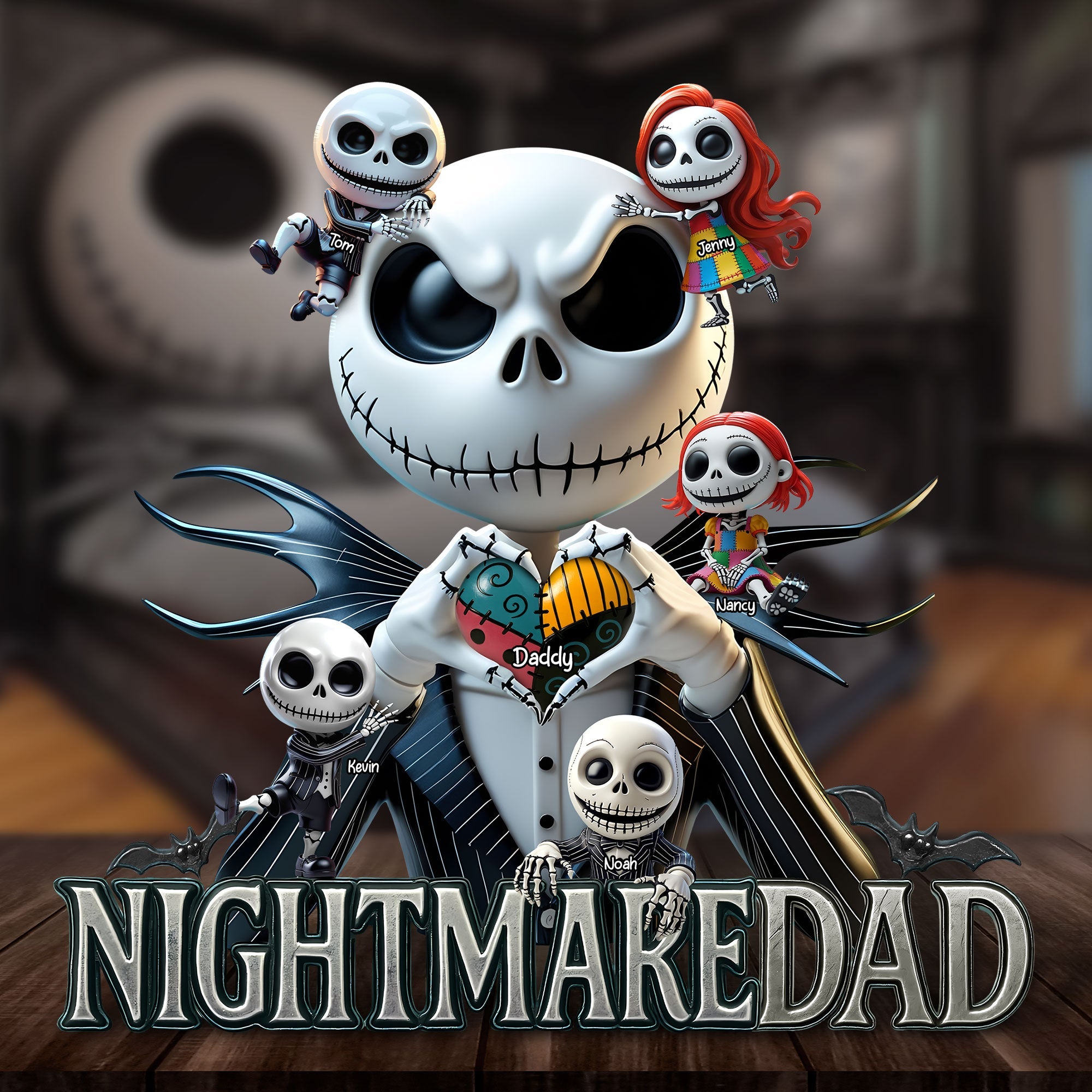 “A Dad to Remember” - Personalized Nightmare Dad Plaque - Unique Gift for Dads, Grandpas, and More Shaped Plaques PopCulturePrints