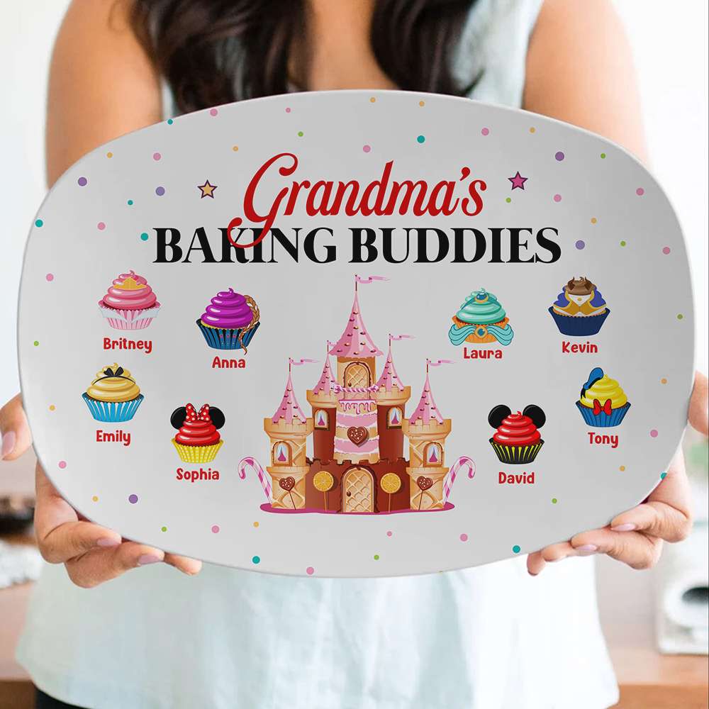 Grandma's Baking Buddies Custom Plate - Personalized Family Cupcake Design Resin Plate PopCulturePrints